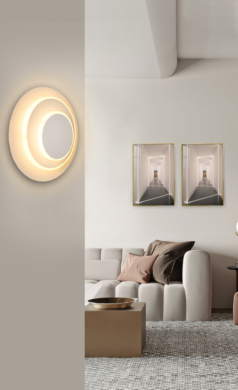 Lámpara de pared LED de estilo nórdico redondo de 3 capas 350 ° Luz de aplicador creativo de diseño creativo rotativo en blanco