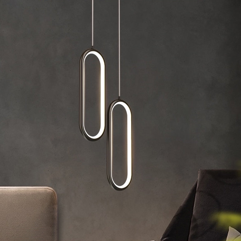 Oval Metal Ceiling Pendant Light Modern Style LED Suspension Pendant for Dinning Room
