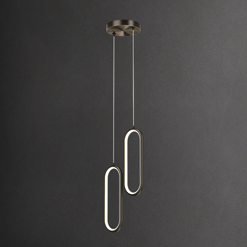 Aiuto in metallo ovale Pendente leggero in stile moderno a sospensione a led sospensione per sala da pranzo