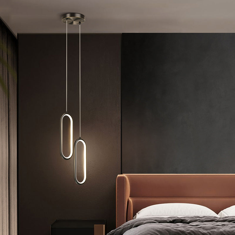 Aiuto in metallo ovale Pendente leggero in stile moderno a sospensione a led sospensione per sala da pranzo