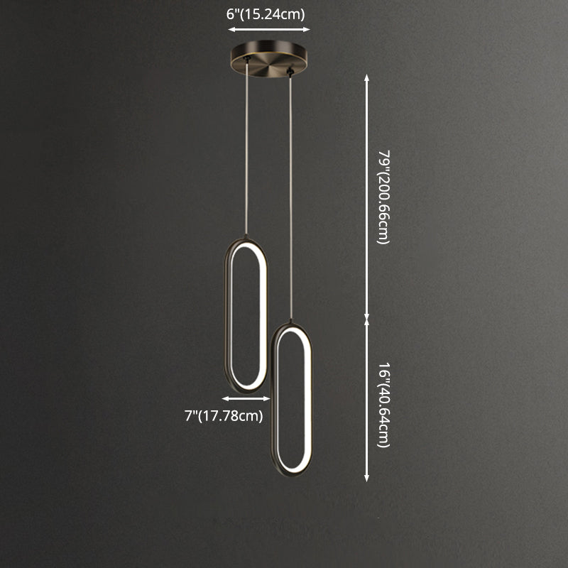 Aiuto in metallo ovale Pendente leggero in stile moderno a sospensione a led sospensione per sala da pranzo