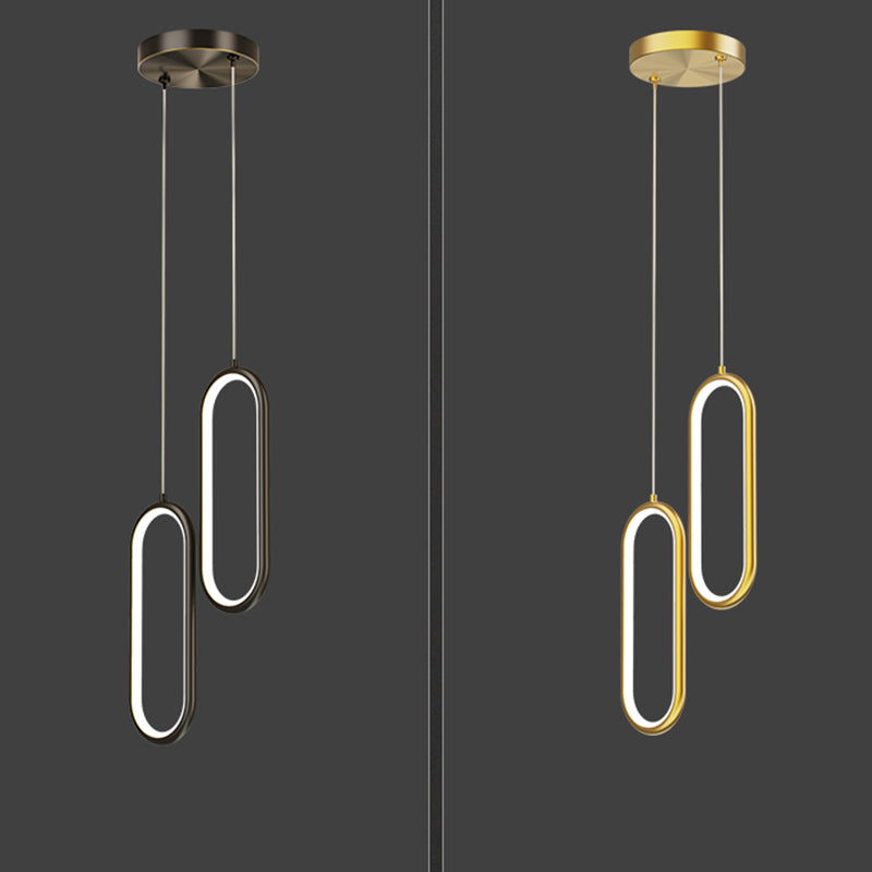 Aiuto in metallo ovale Pendente leggero in stile moderno a sospensione a led sospensione per sala da pranzo