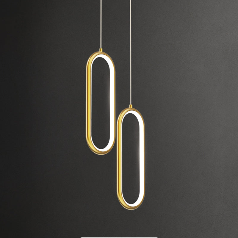Aiuto in metallo ovale Pendente leggero in stile moderno a sospensione a led sospensione per sala da pranzo
