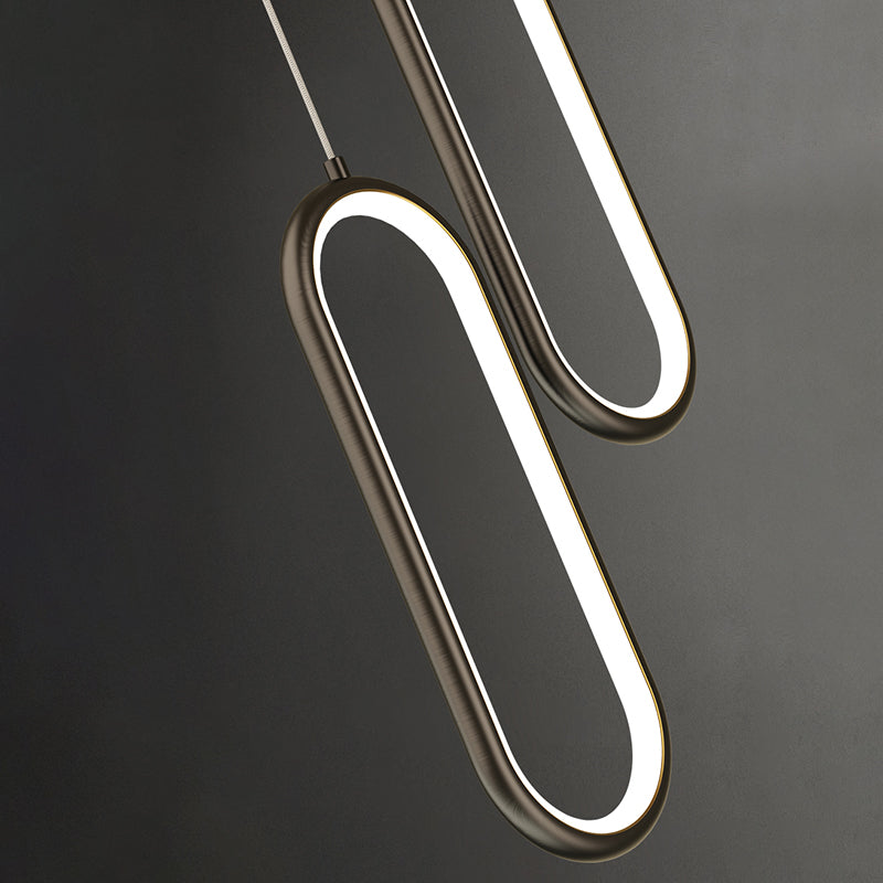 Aiuto in metallo ovale Pendente leggero in stile moderno a sospensione a led sospensione per sala da pranzo