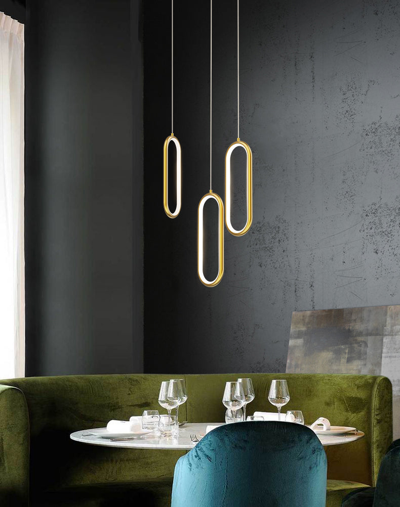 Aiuto in metallo ovale Pendente leggero in stile moderno a sospensione a led sospensione per sala da pranzo