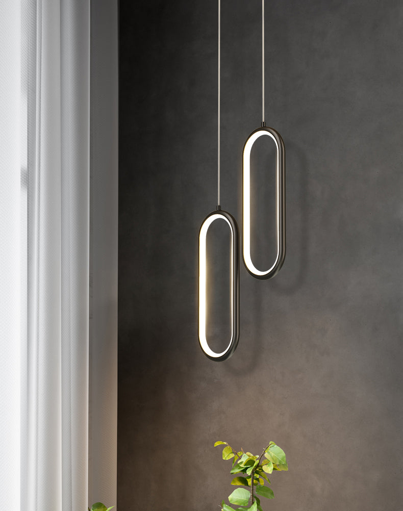 Aiuto in metallo ovale Pendente leggero in stile moderno a sospensione a led sospensione per sala da pranzo