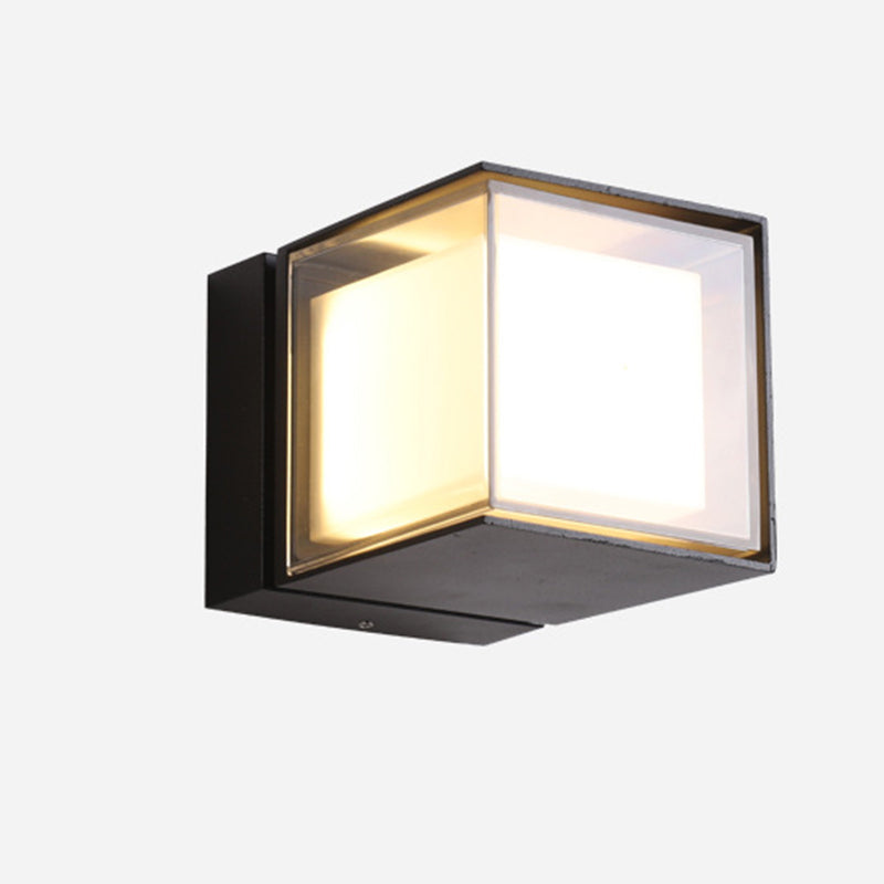 Square Rotatable LED Wall Lamp with Transparent Acrylic Shade Outdoor Waterproof Sconce Lighting Fixture