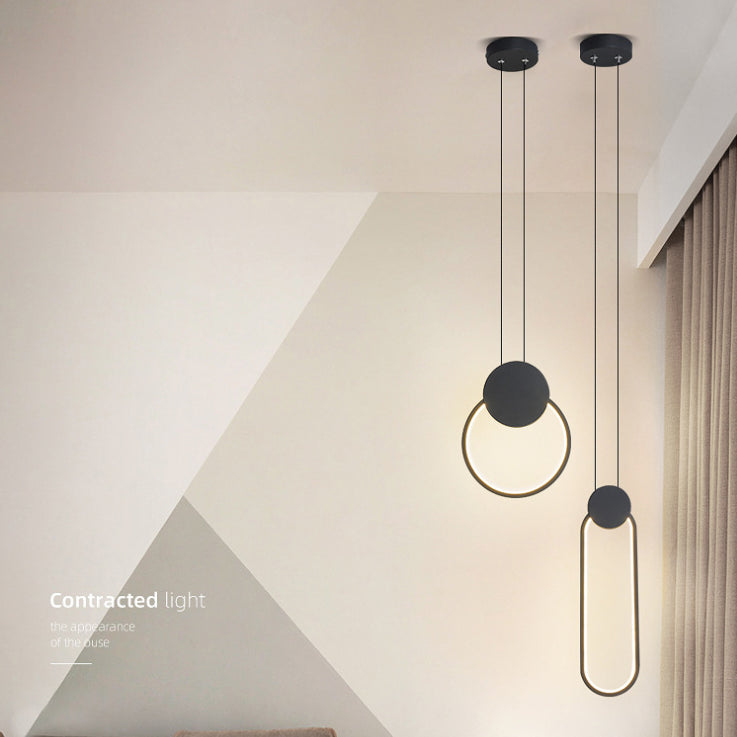 LED Slaapkamer Hanglamp Lichte armatuur eenvoud plafond hanger licht met geometrische metalen schaduw
