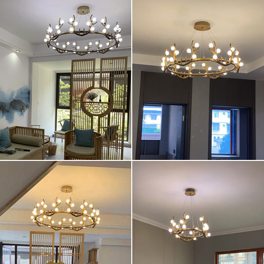Deer Antler Wood Chandelier Light Fixture Rustic Dining Room Chandelier Pendant Light