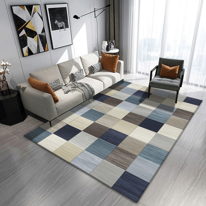Contemporary Area Rug Polyester Graphic Carpet Stain Resistant Rug for Living Room
