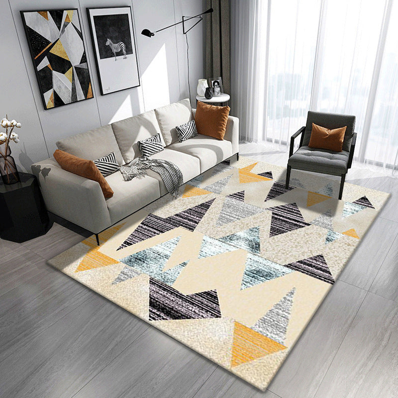 Contemporary Area Rug Polyester Graphic Carpet Stain Resistant Rug for Living Room