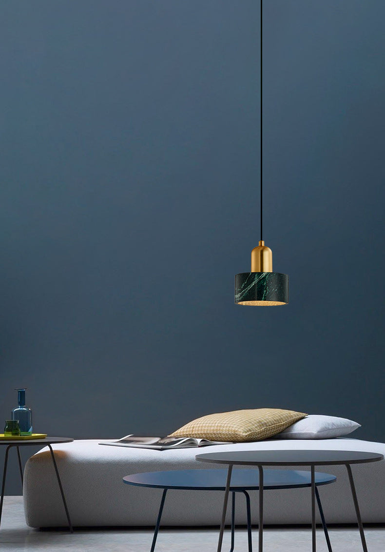 Cylinder Stone Hanging Pendant Light Minimalist-Style Hanging Lamp Kit for Bedroom