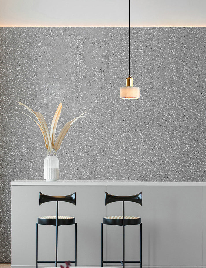 Cylinder Stone Hanging Pendant Light Minimalist-Style Hanging Lamp Kit for Bedroom