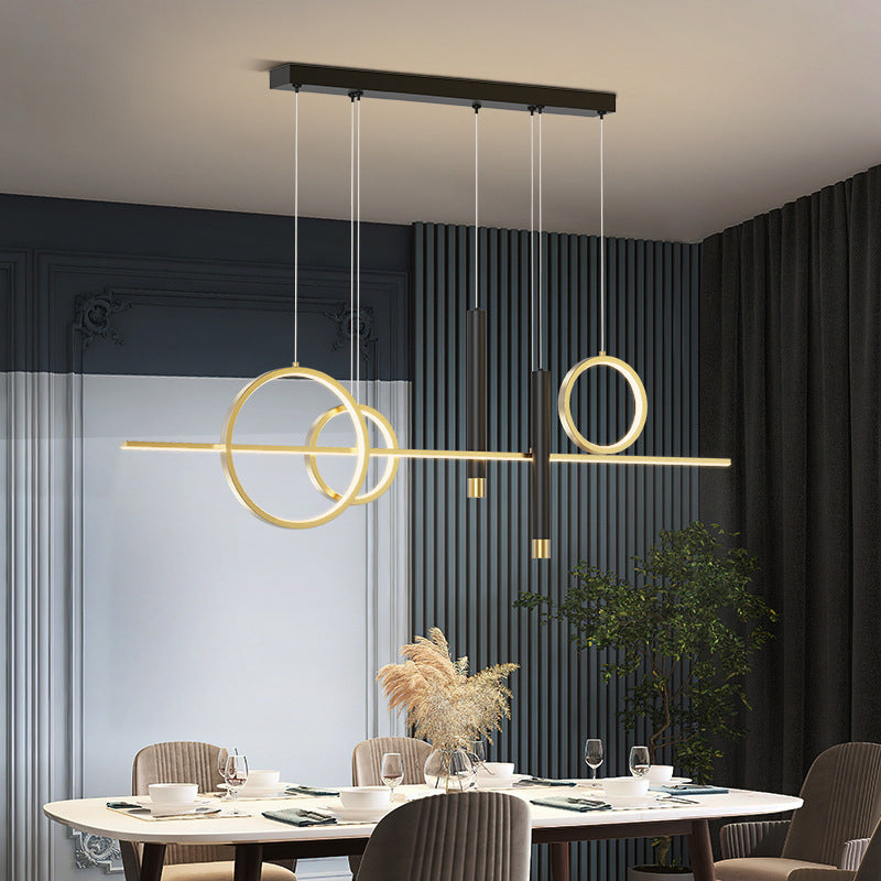 Wrought Iron LED Island Light in Modern Luxury Style Acrylic Linear Pendant Light for Dining Room