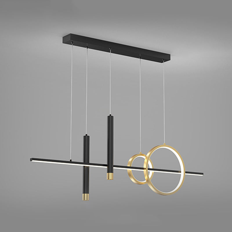 Wrought Iron LED Island Light in Modern Luxury Style Acrylic Linear Pendant Light for Dining Room