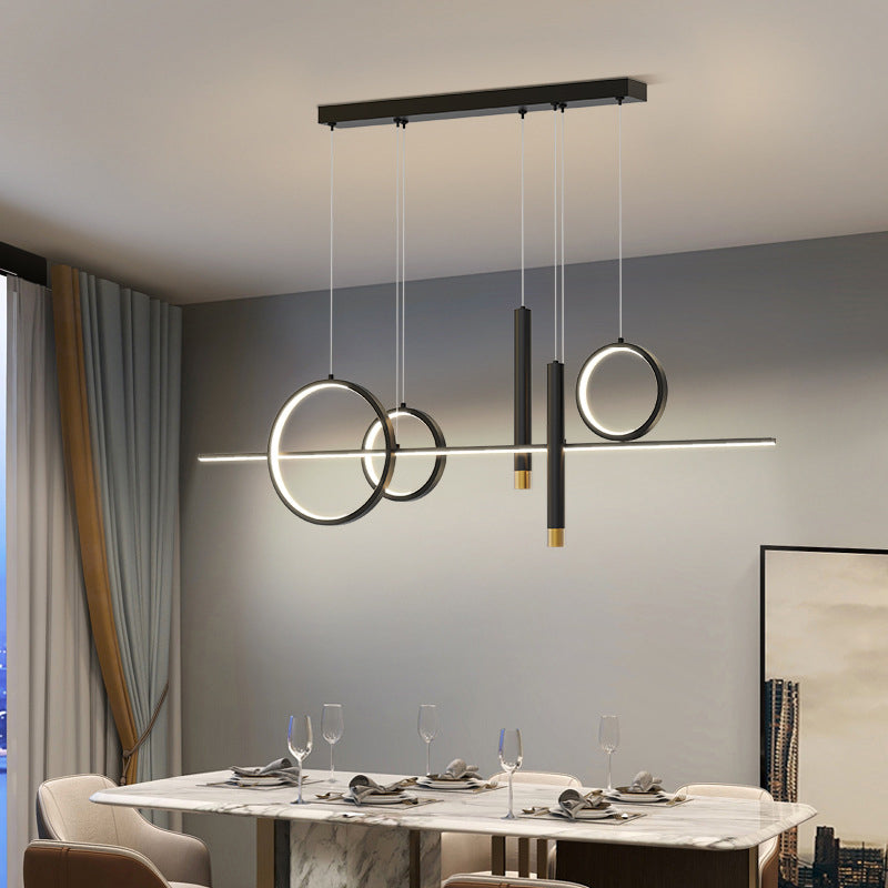 Wrought Iron LED Island Light in Modern Luxury Style Acrylic Linear Pendant Light for Dining Room
