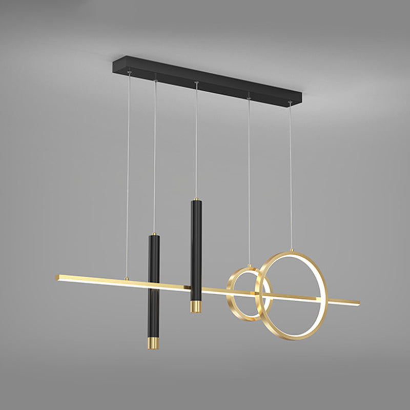 Wrought Iron LED Island Light in Modern Luxury Style Acrylic Linear Pendant Light for Dining Room