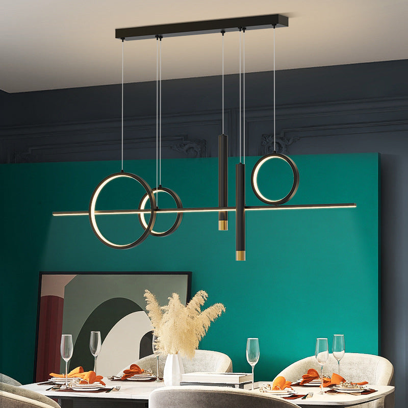 Wrought Iron LED Island Light in Modern Luxury Style Acrylic Linear Pendant Light for Dining Room
