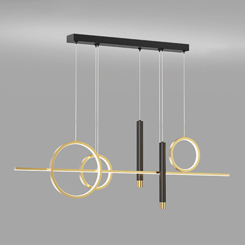 Wrought Iron LED Island Light in Modern Luxury Style Acrylic Linear Pendant Light for Dining Room