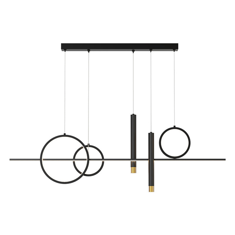 Wrought Iron LED Island Light in Modern Luxury Style Acrylic Linear Pendant Light for Dining Room