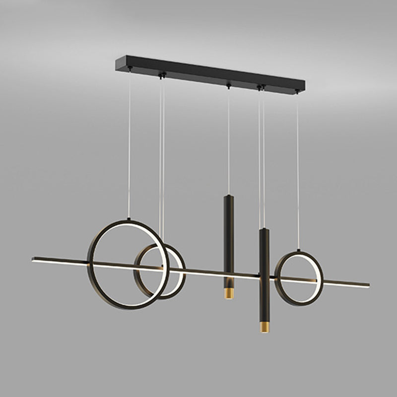 Wrought Iron LED Island Light in Modern Luxury Style Acrylic Linear Pendant Light for Dining Room