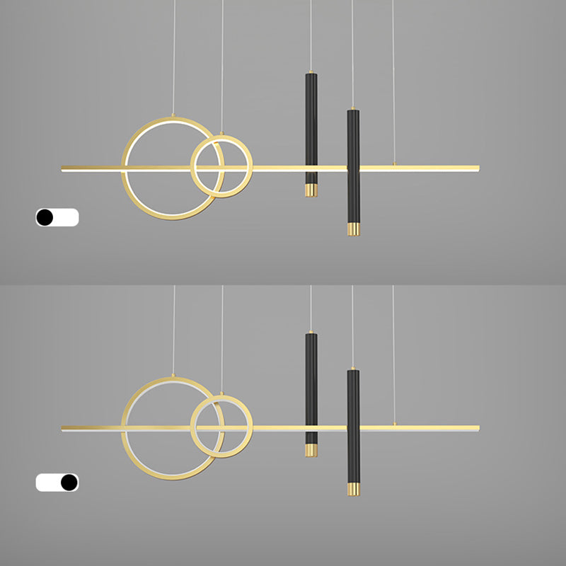 Wrought Iron LED Island Light in Modern Luxury Style Acrylic Linear Pendant Light for Dining Room