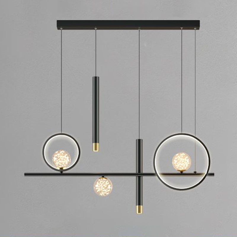 Aluminium LED Linear Island Pendant Light in Modern Nordic Style Wrought Iron Ceiling Light with Silicone Shade