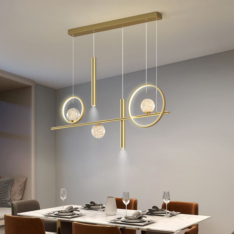 Luz colgante de isla lineal LED de aluminio en moderna luz de techo de hierro forjado de estilo nórdico con sombra de silicona