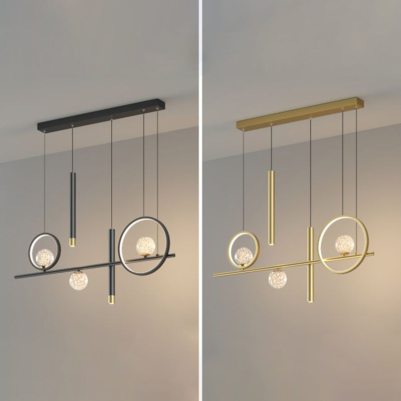 Luz colgante de isla lineal LED de aluminio en moderna luz de techo de hierro forjado de estilo nórdico con sombra de silicona