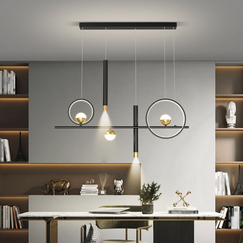 Luz de la isla negra y dorada de aluminio en simplicidad moderna LED lineal de LED acrílico con sombra de silicona