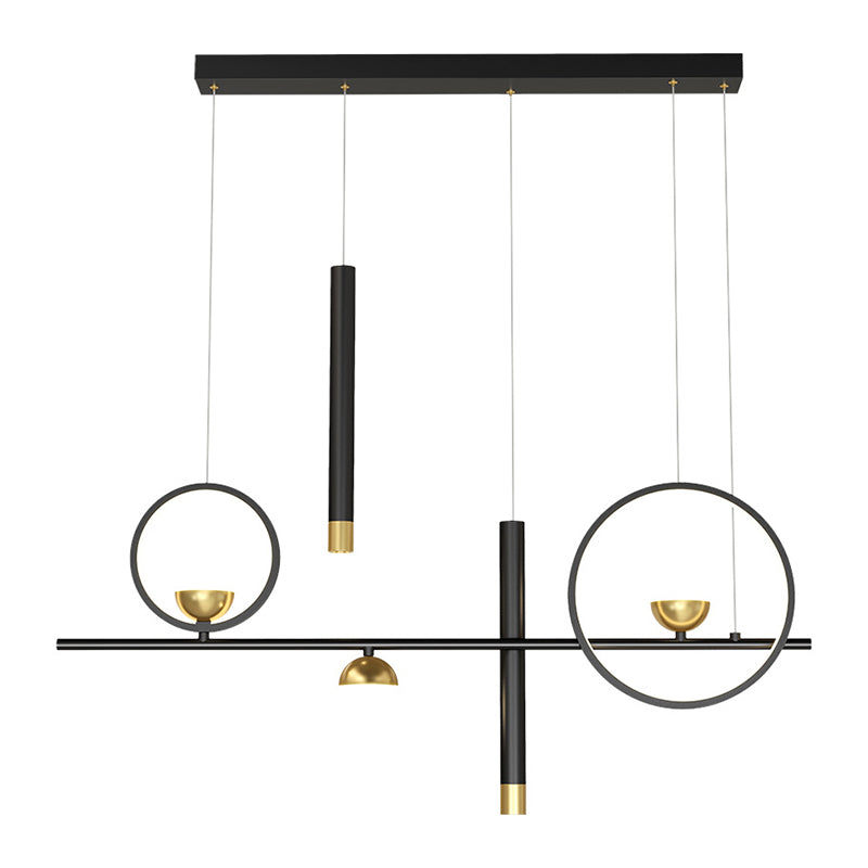Aluminium Black and Gold Island Light in Modern Simplicity Acrylic LED Linear Pendant Light with Silicone Shade
