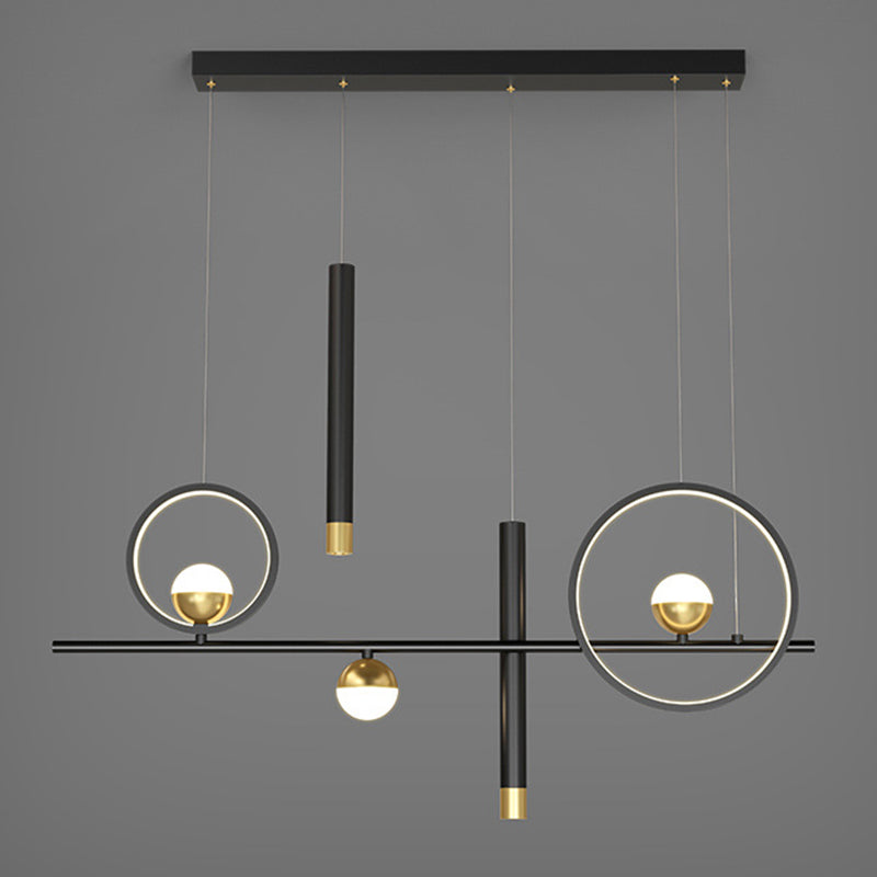 Luz de la isla negra y dorada de aluminio en simplicidad moderna LED lineal de LED acrílico con sombra de silicona