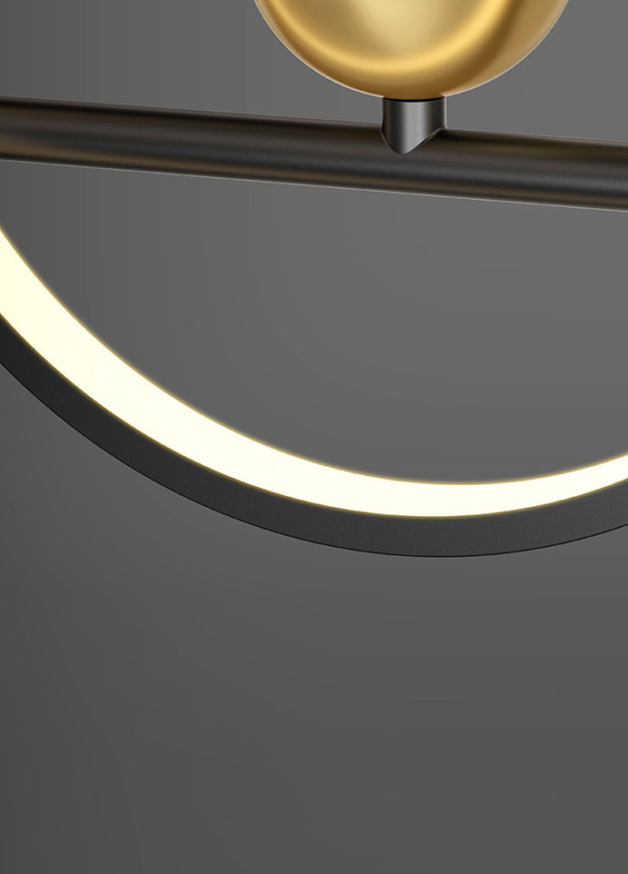 Luz de la isla negra y dorada de aluminio en simplicidad moderna LED lineal de LED acrílico con sombra de silicona