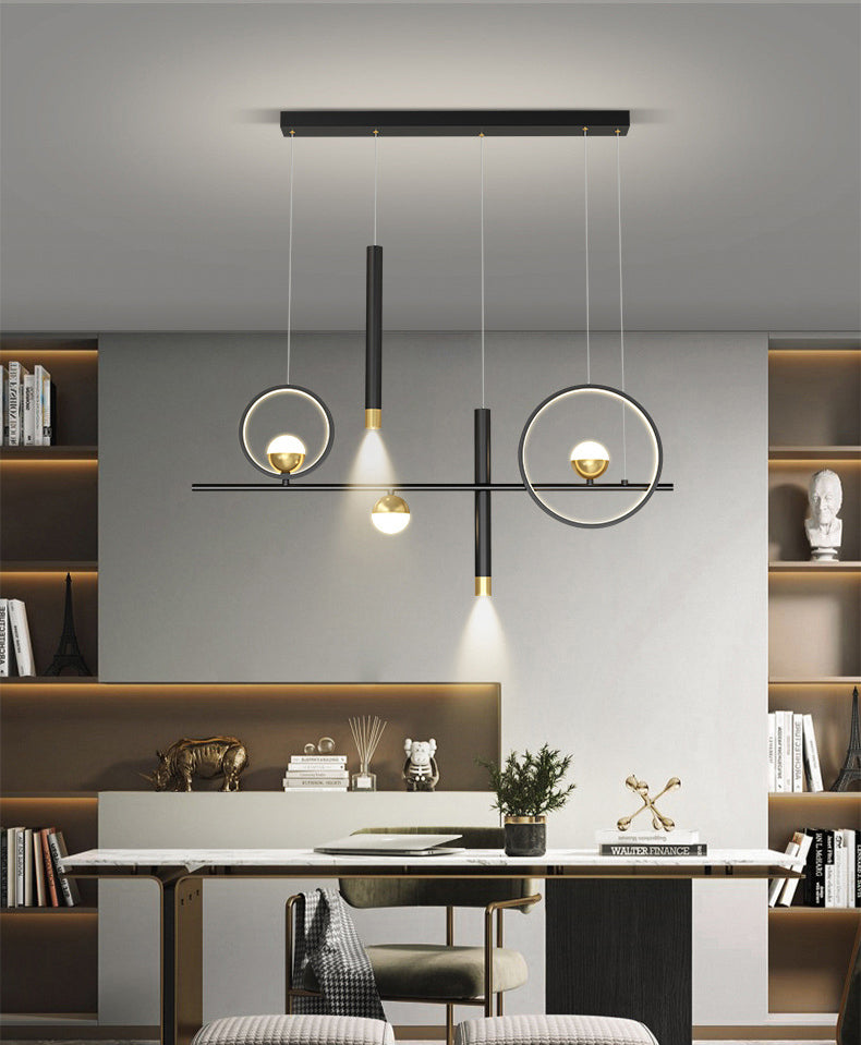 Luz de la isla negra y dorada de aluminio en simplicidad moderna LED lineal de LED acrílico con sombra de silicona