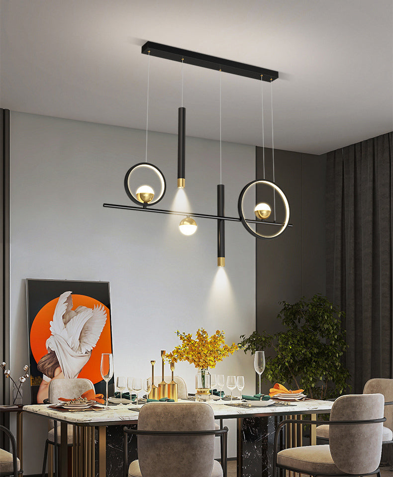 Luz de la isla negra y dorada de aluminio en simplicidad moderna LED lineal de LED acrílico con sombra de silicona