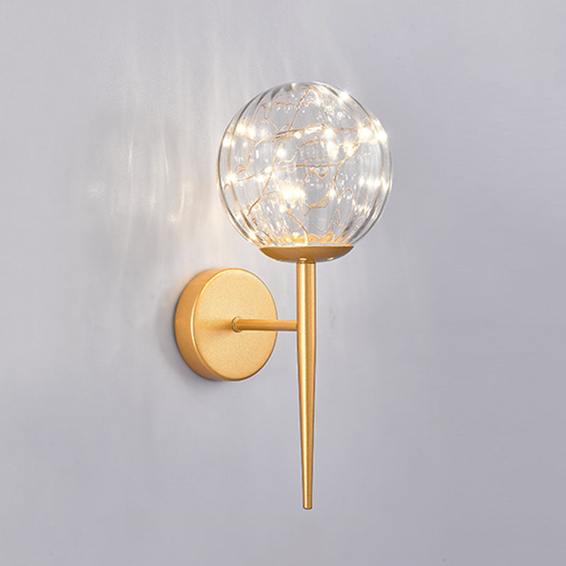 Nordic Style Simplicity Indoor Wall Lamp LED Light String Glass Ball Sconce Lights with Metal Lamp Post