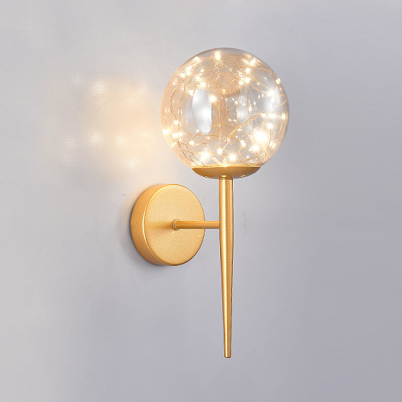 Nordic Style Simplicity Indoor Wall Lamp LED Light String Glass Ball Sconce Lights with Metal Lamp Post