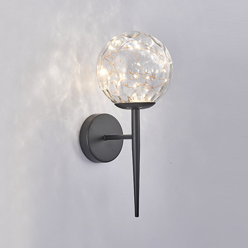 Nordic Style Simplicity Indoor Wall Lamp LED Light String Glass Ball Sconce Lights with Metal Lamp Post