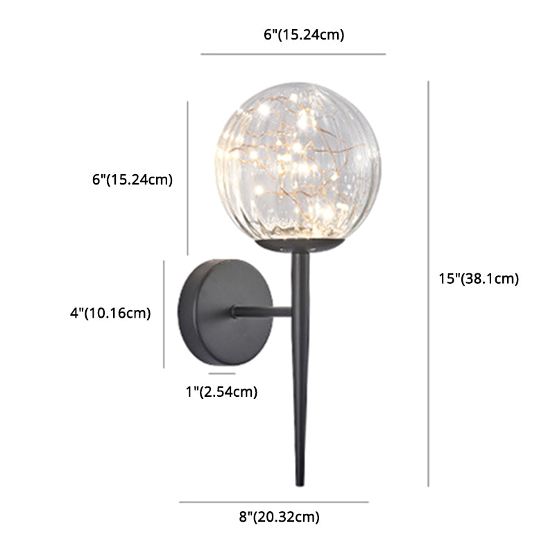 Nordic Style Simplicity Indoor Wall Lamp LED Light String Glass Ball Sconce Lights with Metal Lamp Post