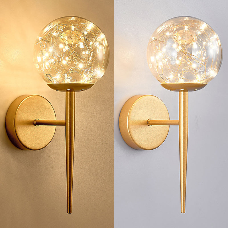Nordic Style Simplicity Indoor Wall Lamp LED Light String Glass Ball Sconce Lights with Metal Lamp Post