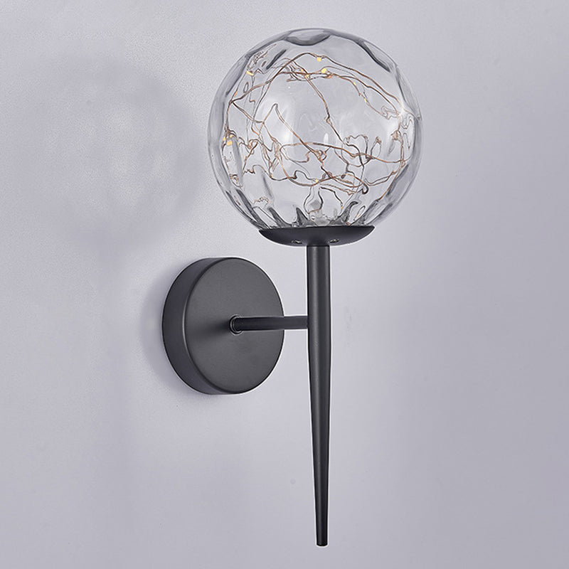 Nordic Style Simplicity Indoor Wall Lamp LED Light String Glass Ball Sconce Lights with Metal Lamp Post