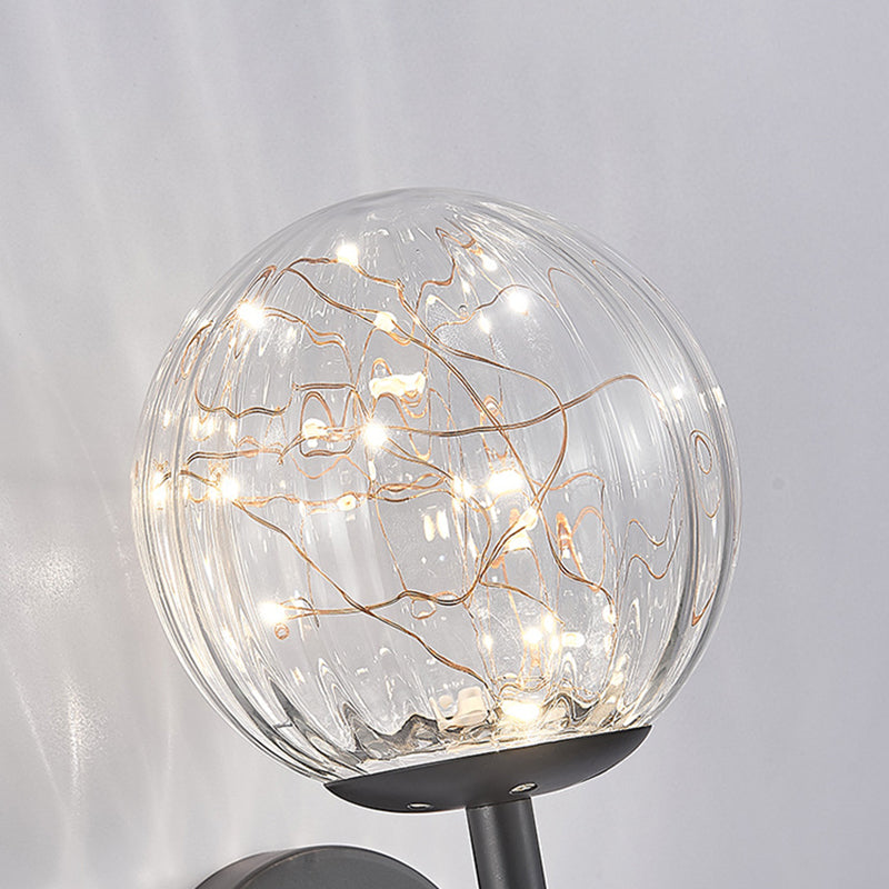 Nordic Style Simplicity Indoor Wall Lamp LED Light String Glass Ball Sconce Lights with Metal Lamp Post