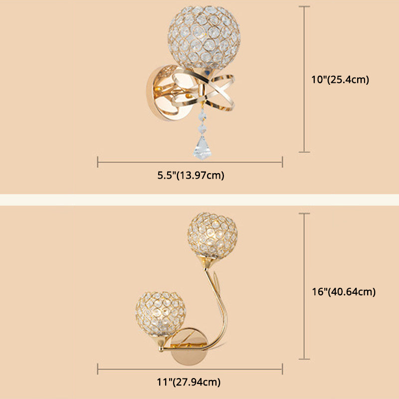 Electroplating Rose Gold Crystal Wall Lamp 1-Light Hollow Ring Inlaid Crystal Sconce Lights for Restaurant Coffee Shop
