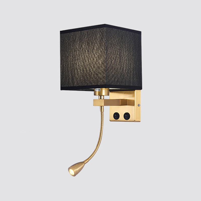 Vierkante stoffen schaduw eenvoud LED -leeslamp verstelbaar Spotlight Design Moderne Style SCONCE Lights