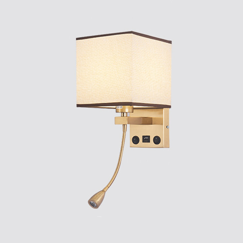 Vierkante stoffen schaduw eenvoud LED -leeslamp verstelbaar Spotlight Design Moderne Style SCONCE Lights