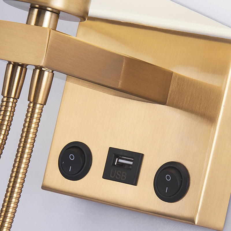 Vierkante stoffen schaduw eenvoud LED -leeslamp verstelbaar Spotlight Design Moderne Style SCONCE Lights