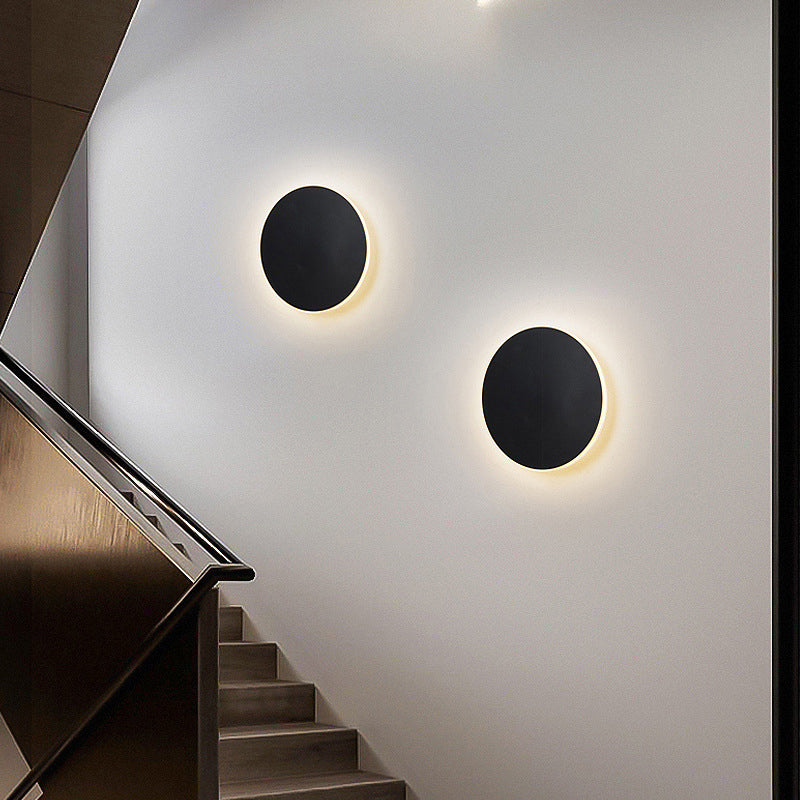 Round Simplicity Metal LED Wall Lamp Contemporary Style Staircase Corridor Sconce Lighting Fixture