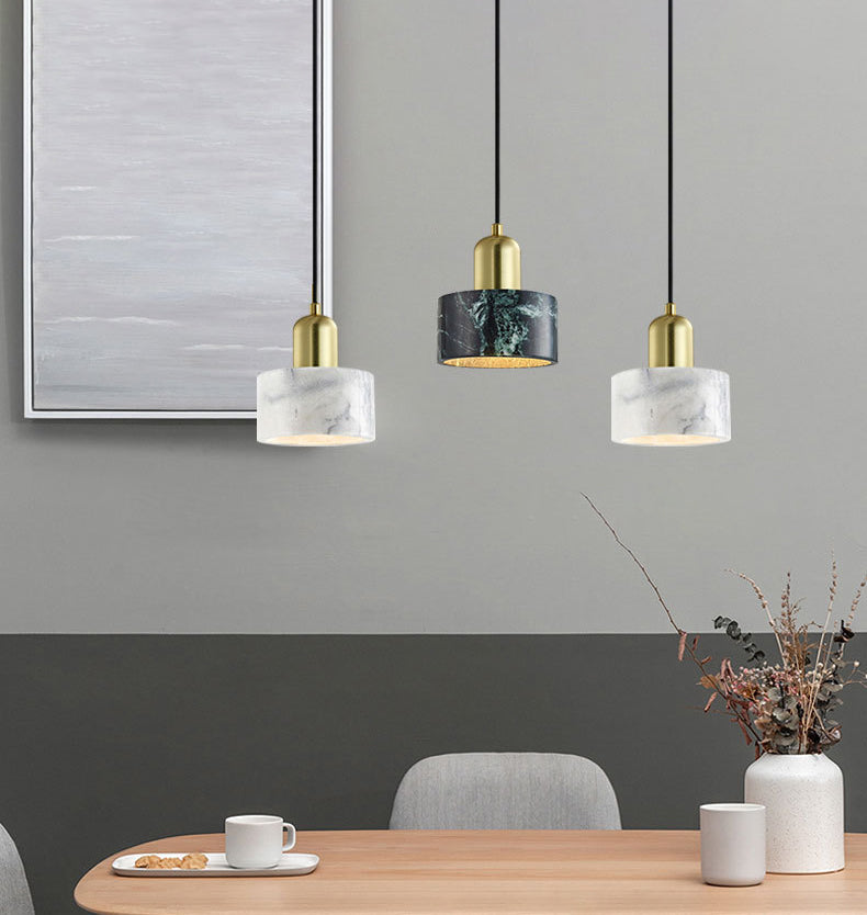 Cylindrical Pendant Ceiling Light Simplicity-Style Stone Living Room Hanging Ceiling Light