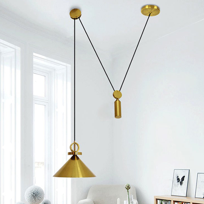Metal Suppension Colgante Luz de oro moderno Down Lighting para comedor