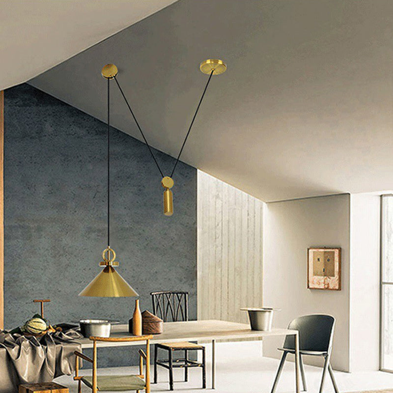 Metal Suppension Colgante Luz de oro moderno Down Lighting para comedor